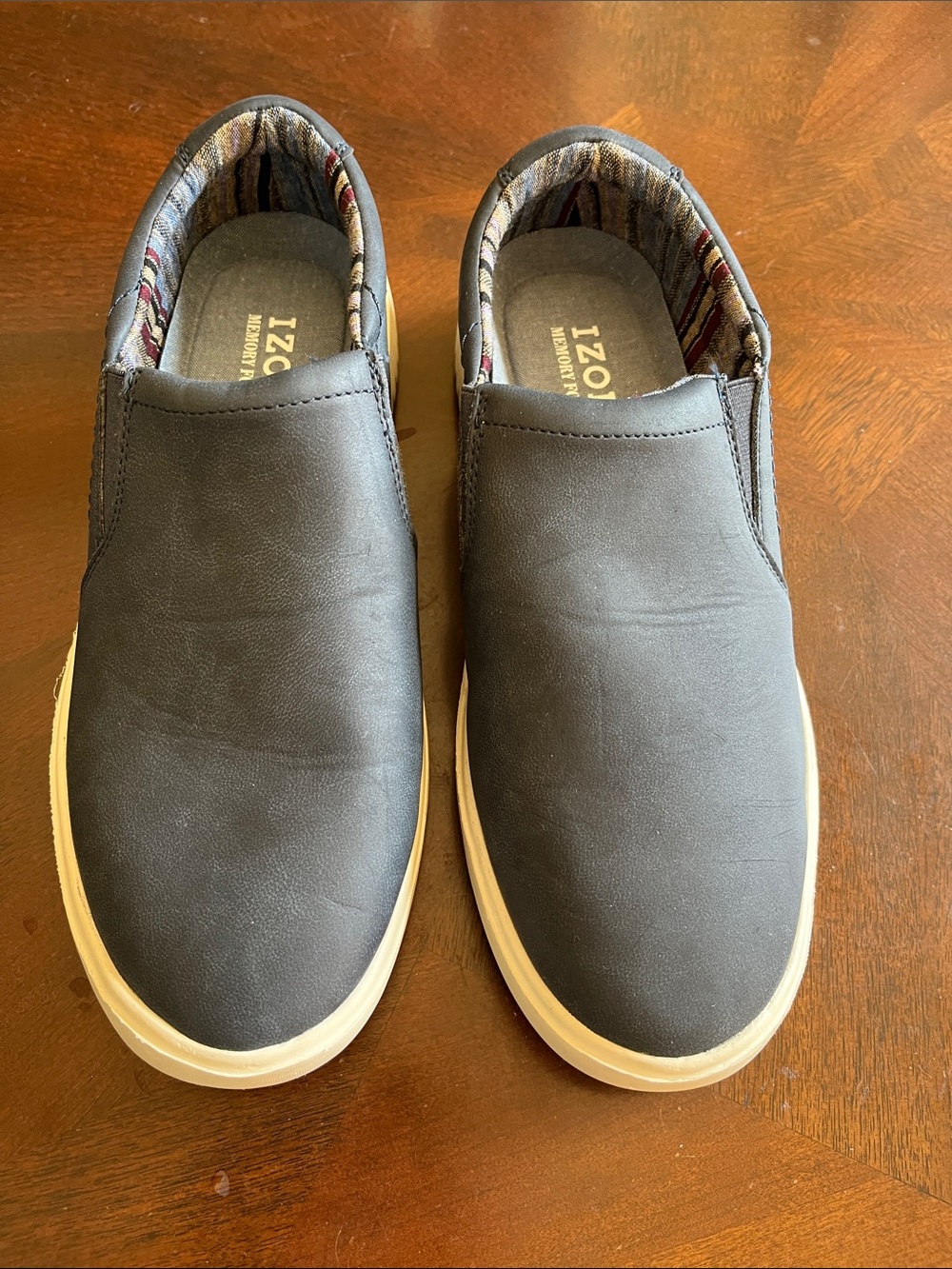 Izod Black Slip-On Casual Loafers with White Sole